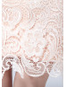 Ivory Lace Pink Lining One Shoulder Knee Length Prom Dress 